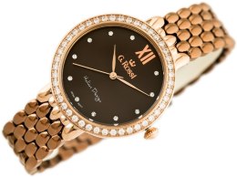 ZEGAREK G. ROSSI - 11775B (zg769f) rose gold/brown + BOX